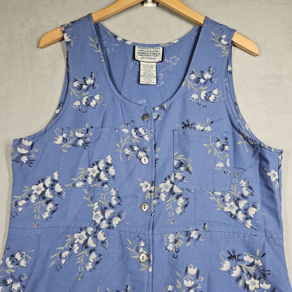 Directives Maxi Dress Womens L Blue Floral Cottagecore Prairie Button Down 90s - Picture 2 of 12